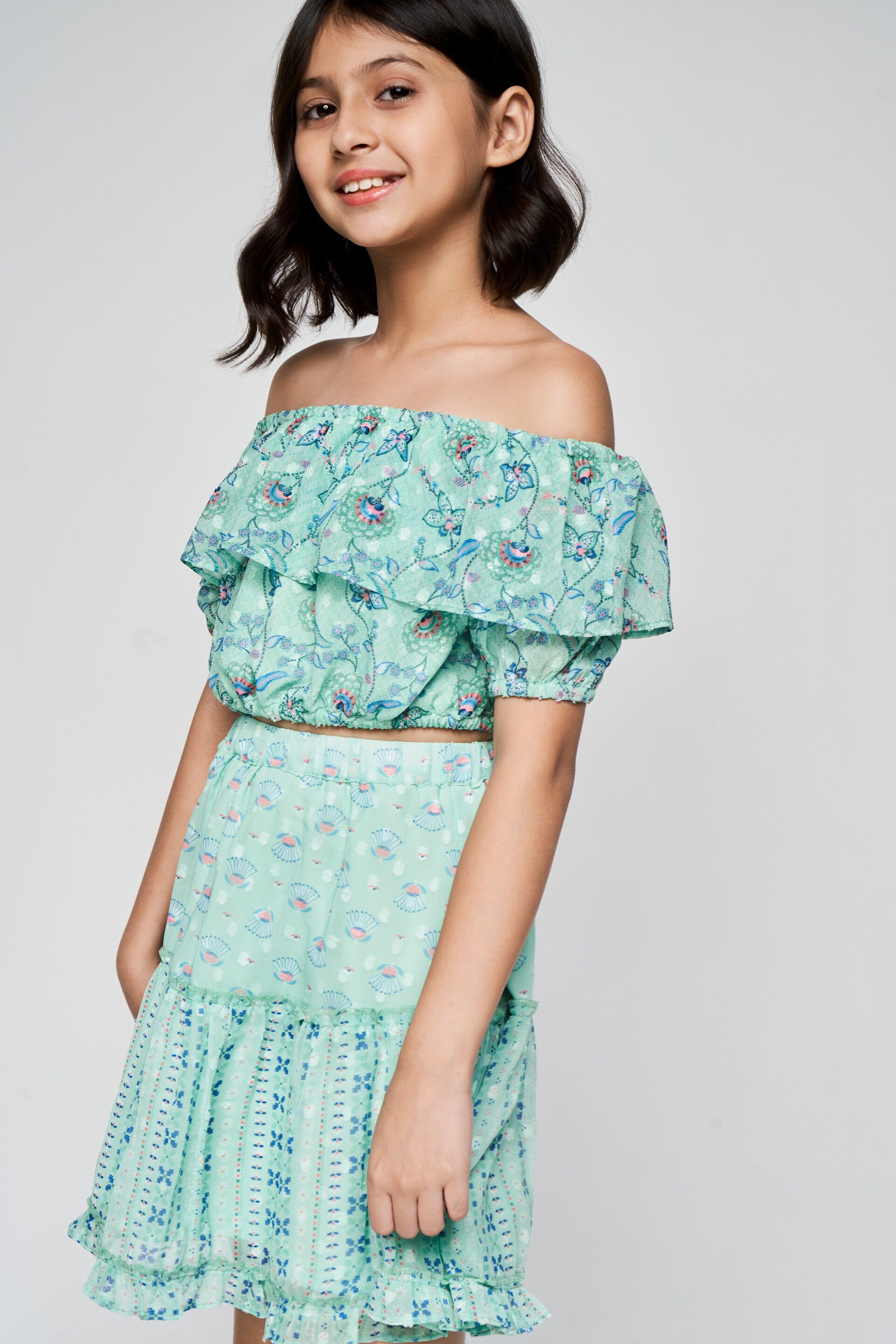 Sea-Green Top Skirt Set, Sea Green, image 4